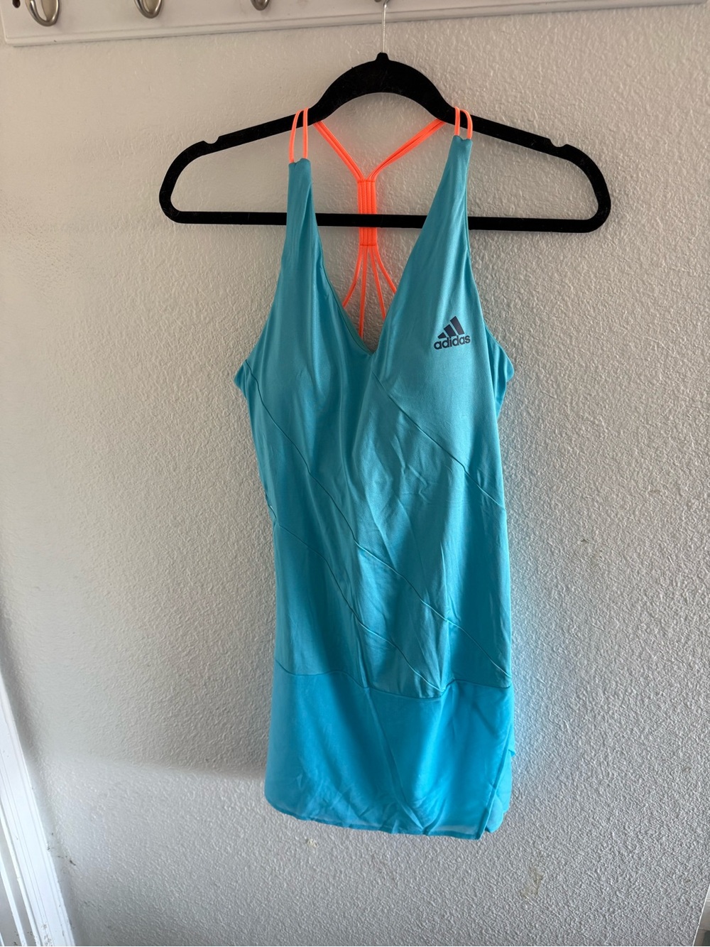 adidas Turquoise Tennis Dress with Neon Orange Straps